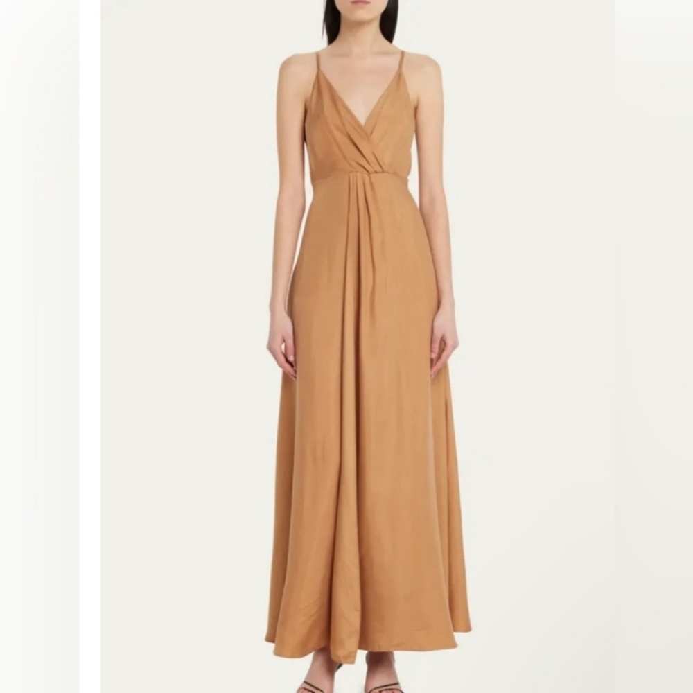 Jonathan Simkhai Tan Golden Hour Rinna Twist-Front Maxi Dress NWT Size X-Small